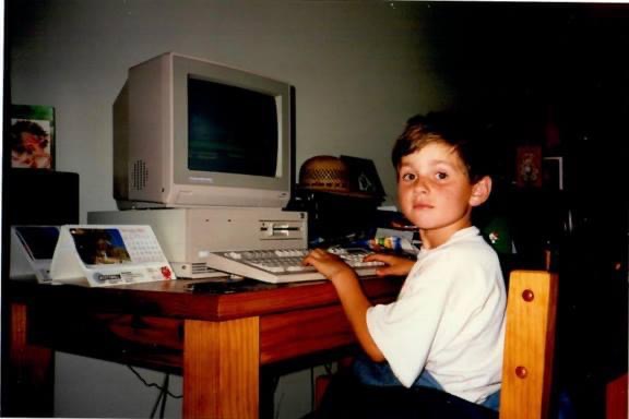 Ponny on a computer in the 80s